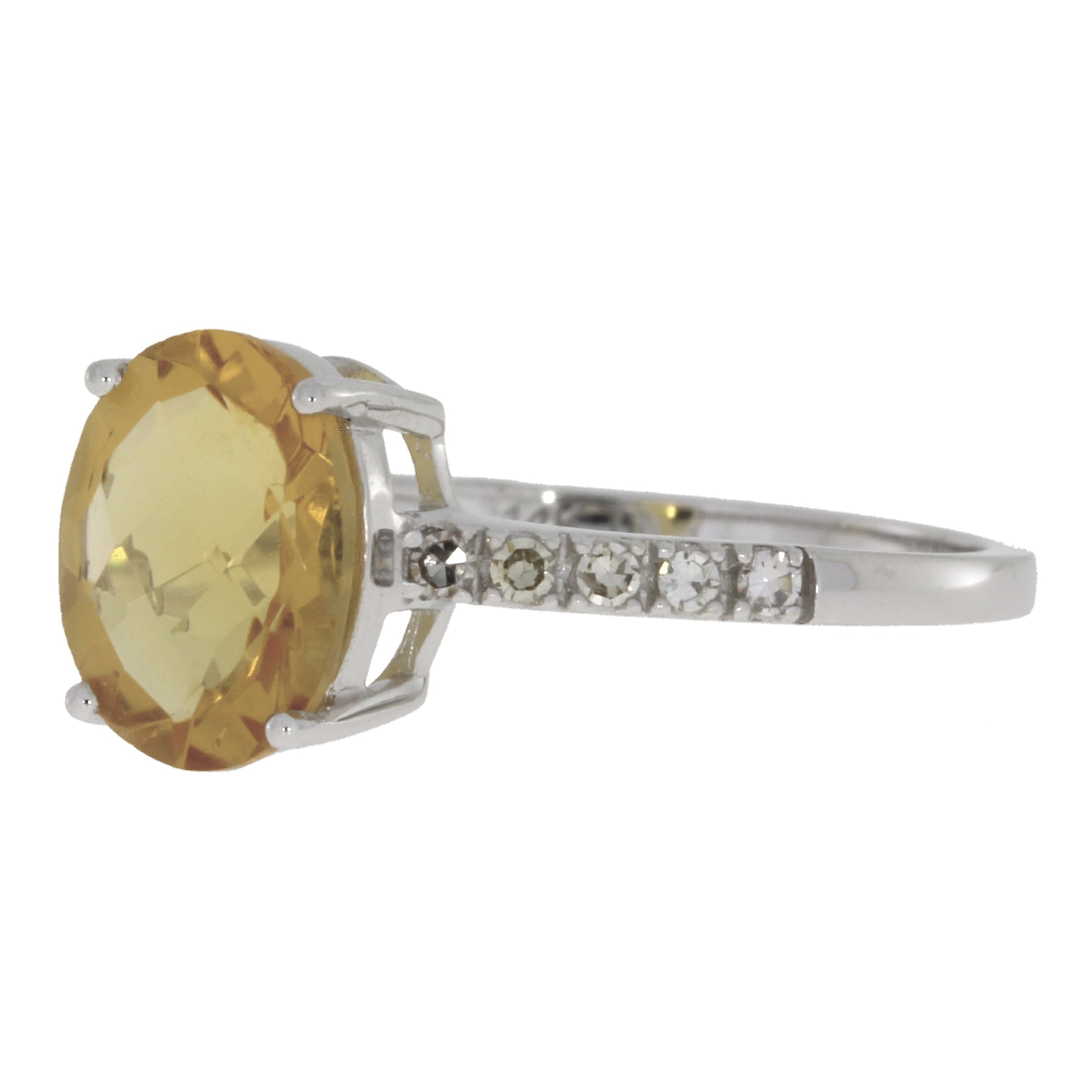 Natural 2.20ct Citrine Diamond Ring 14KT White Gold