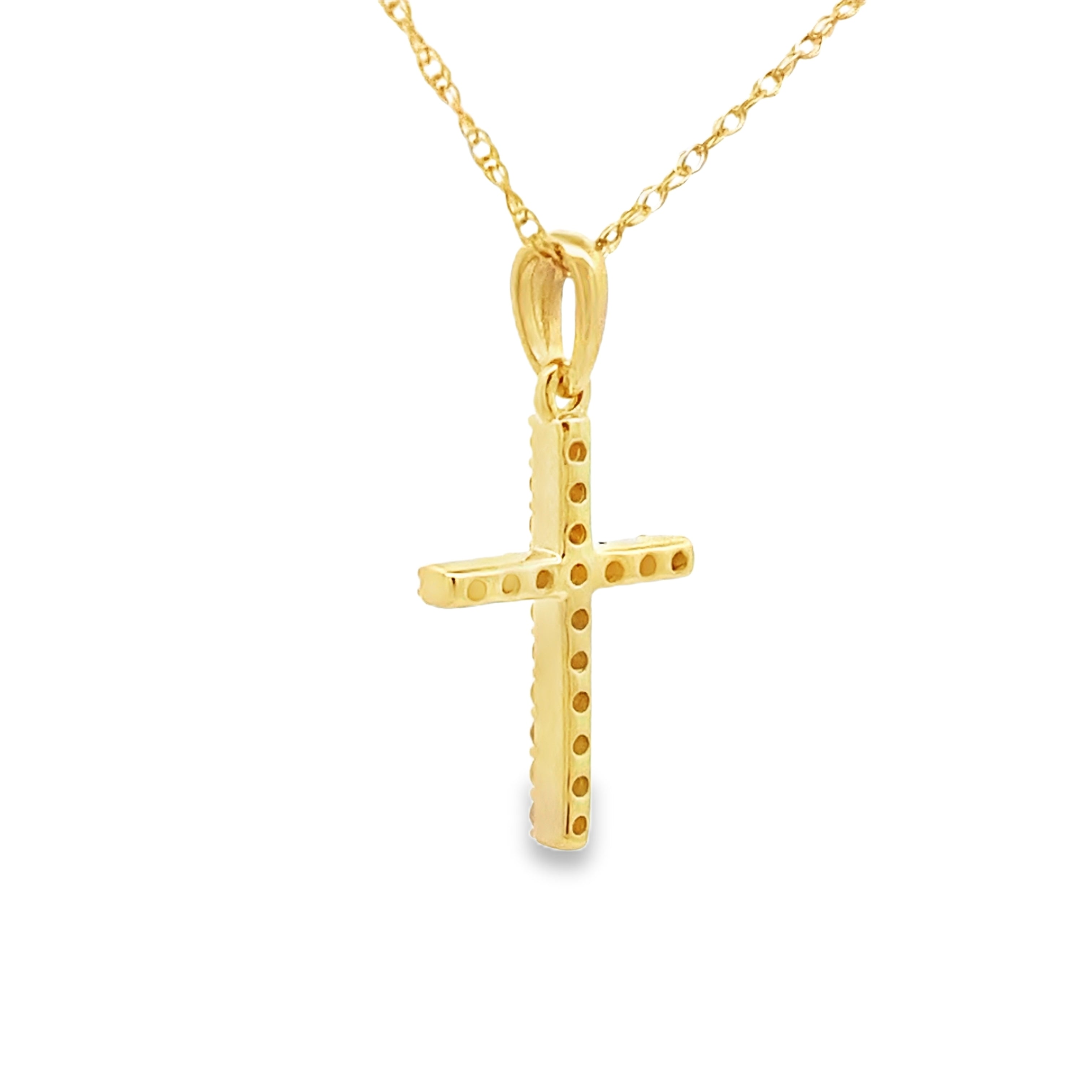 .10ct Diamond Cross Religious Pendant 14KT Yellow Gold