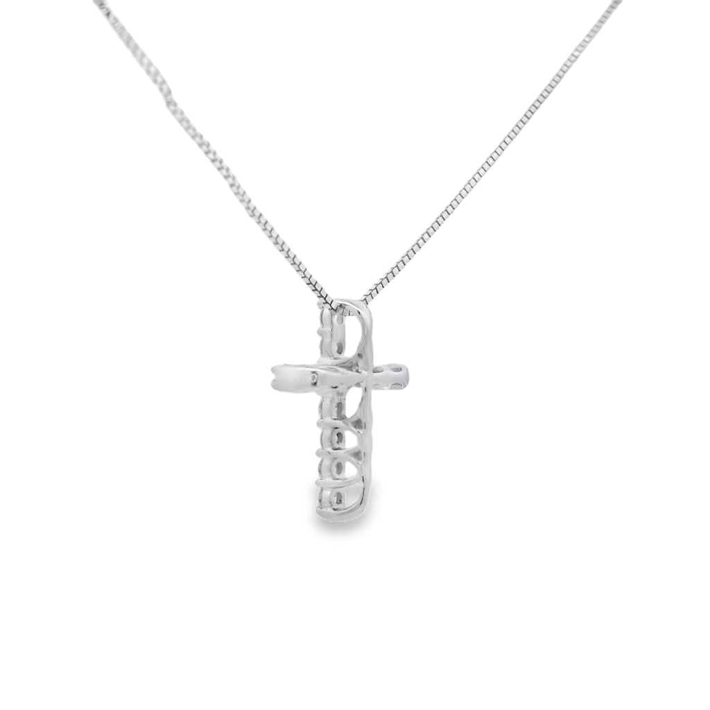 .15ct Diamond Cross Religious Pendant 14KT White Gold