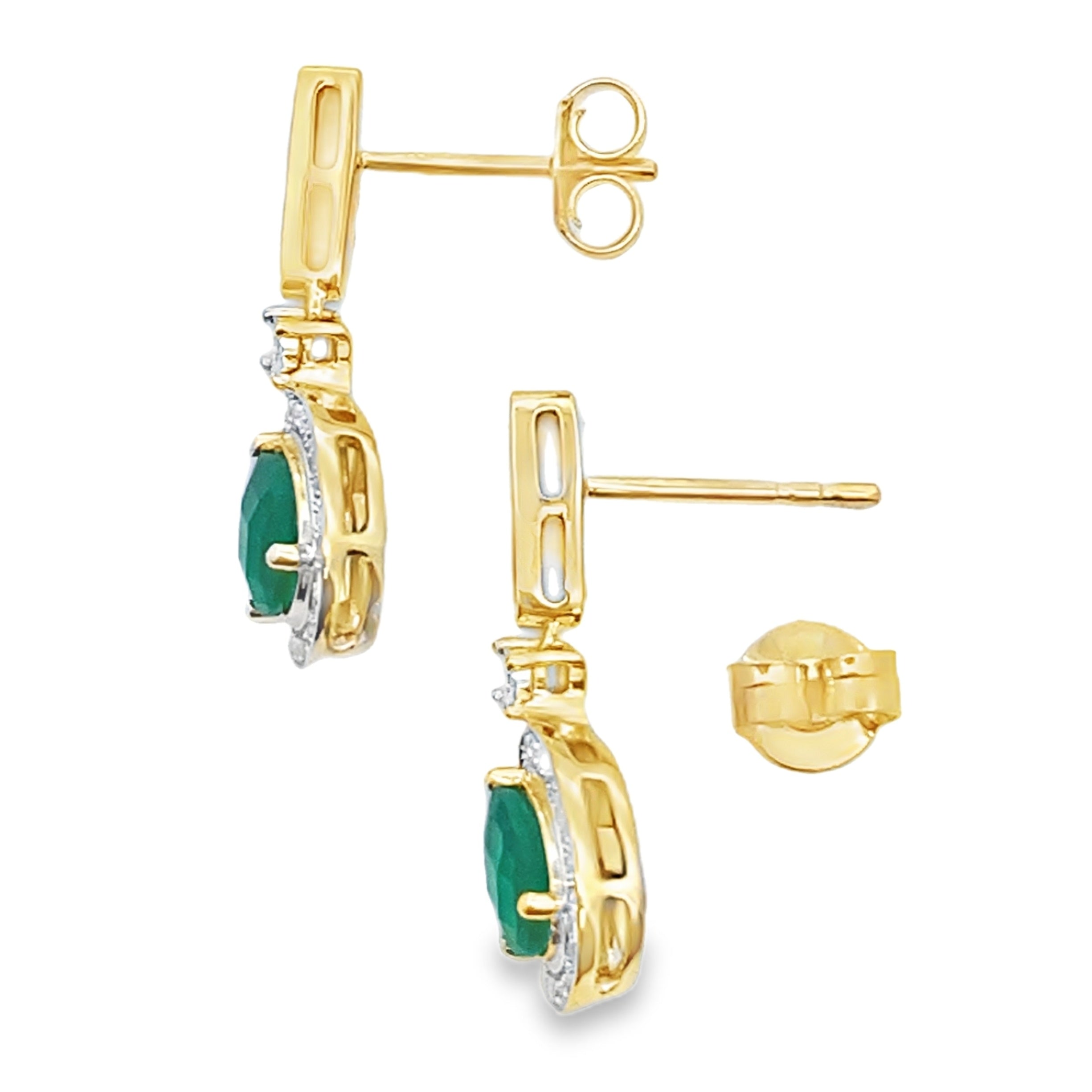 Chalcedony Diamond Dangle Earrings 10KT Yellow Gold