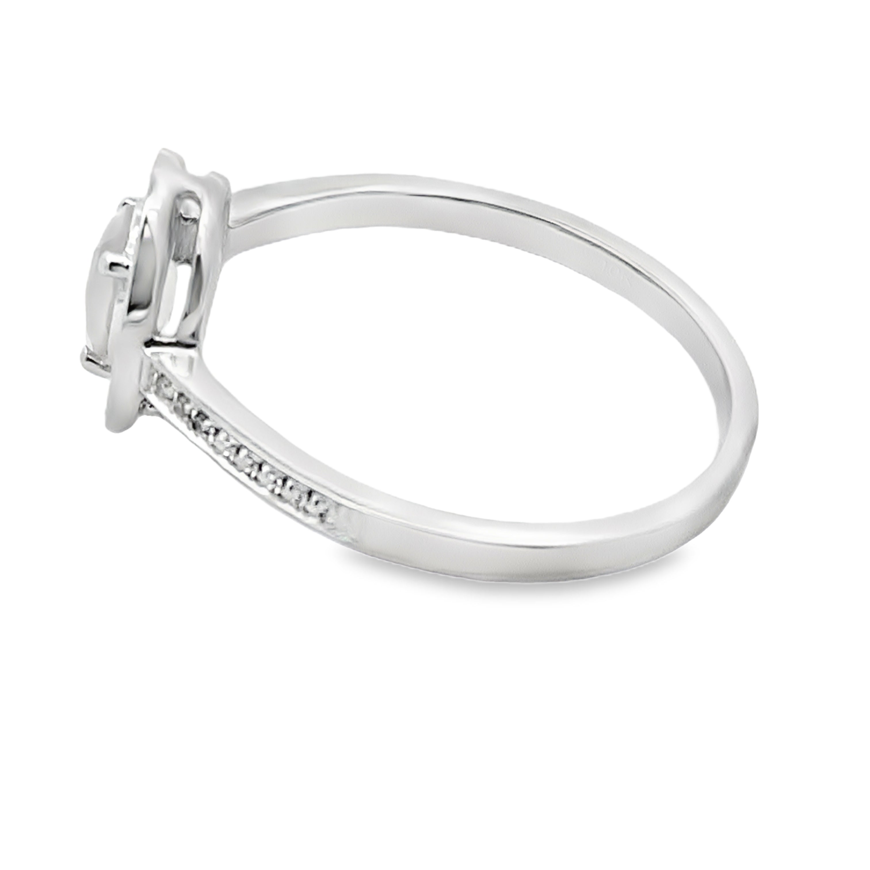 .44ct Rose Quartz Diamond Ring 10KT White Gold