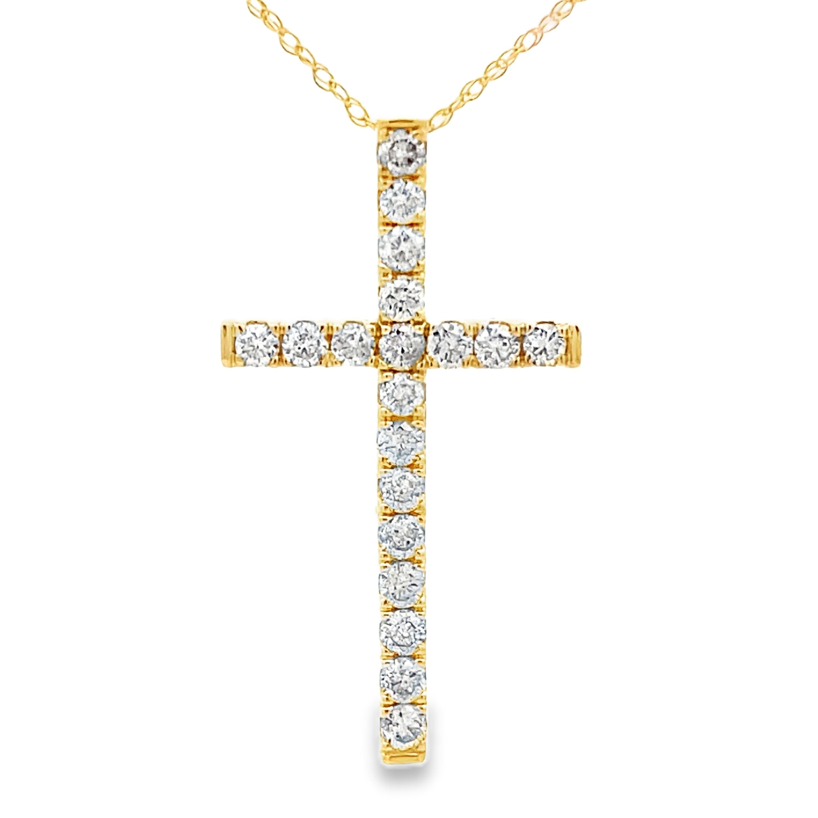 .50ct Diamond Cross Religious Pendant 14KT Yellow Gold