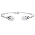 Pearl Bangle Bracelet Sterling Silver 18KT Gold