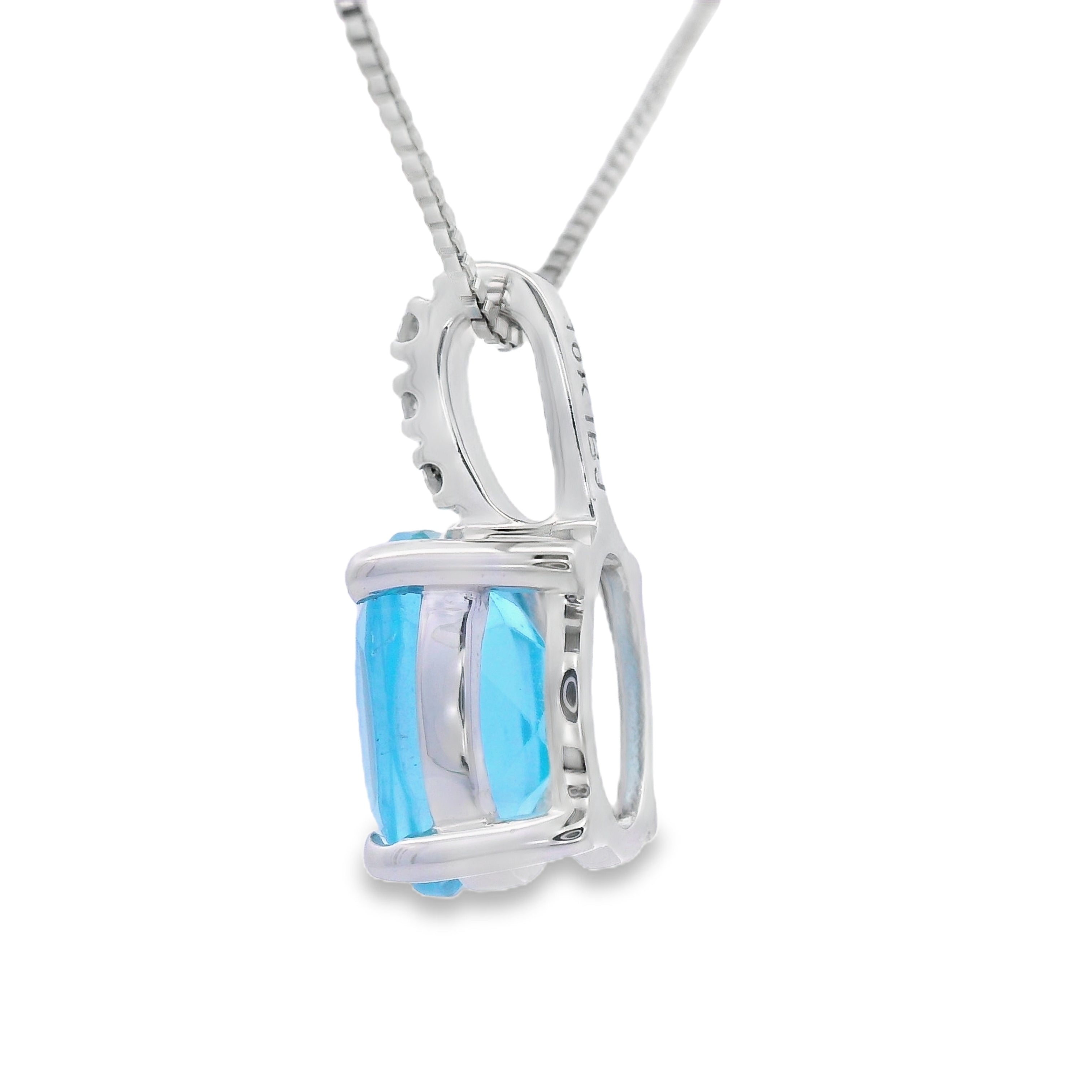 Blue Topaz Diamond Fashion Pendants 10KT White Gold