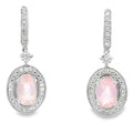 Rose Quartz Diamond Dangle Earrings 10KT White Gold