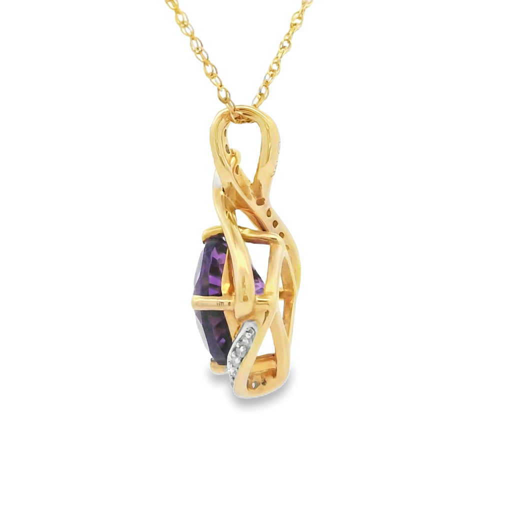 Amethyst Diamond Fashion Pendants 10KT Yellow Gold