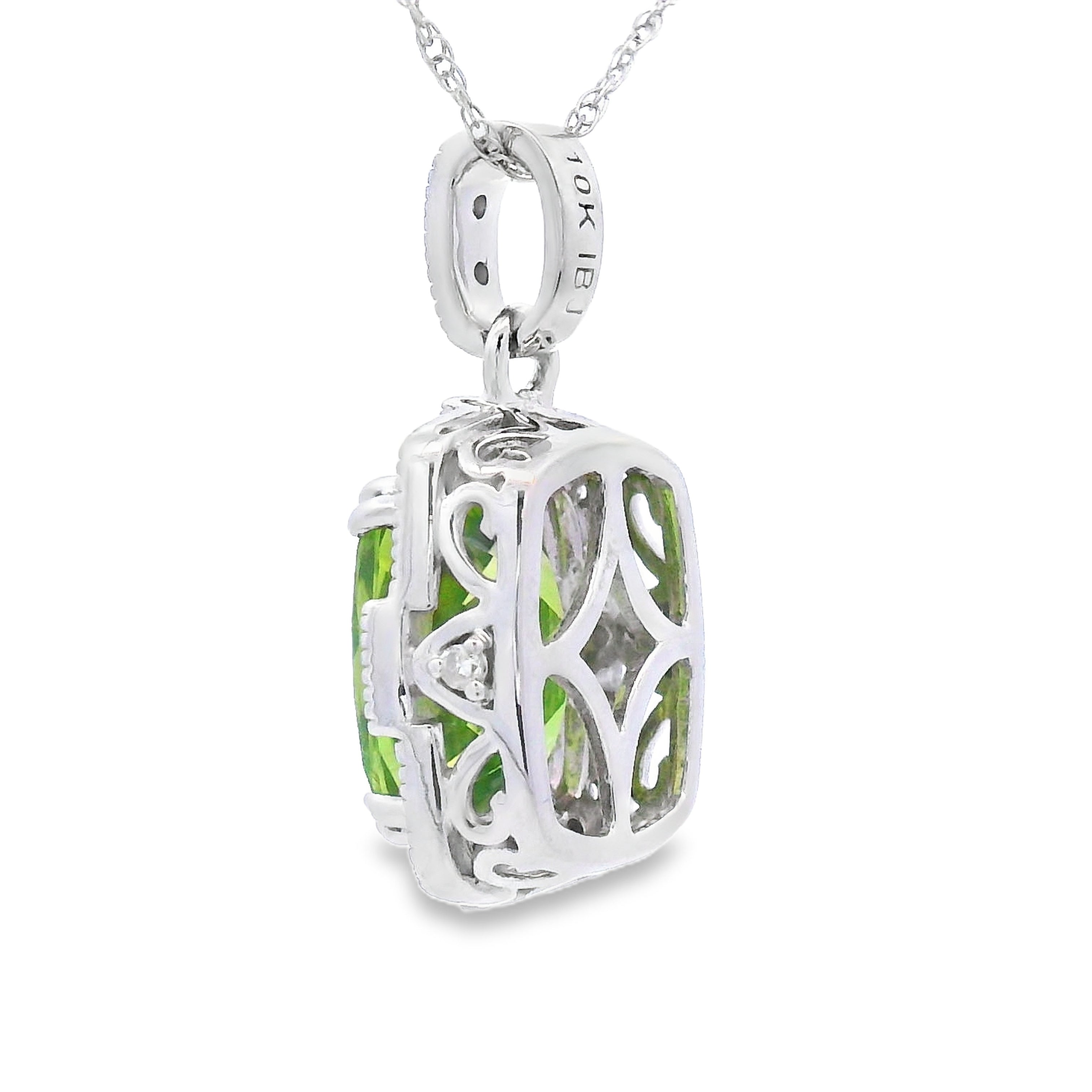2.03ct Peridot Diamond Fashion Pendants 10KT White Gold