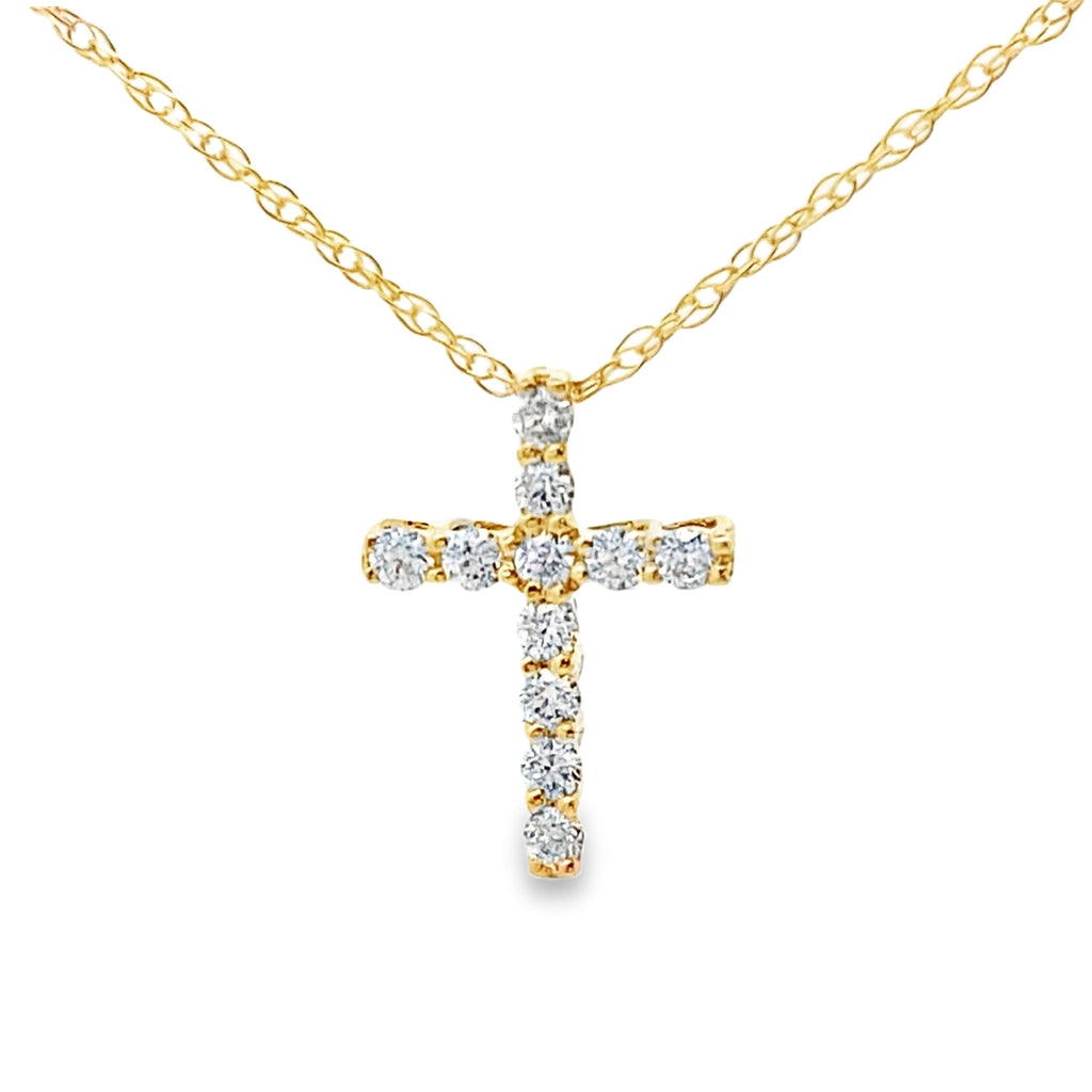 .12ct Diamond Cross Religious Pendant 10KT Yellow Gold
