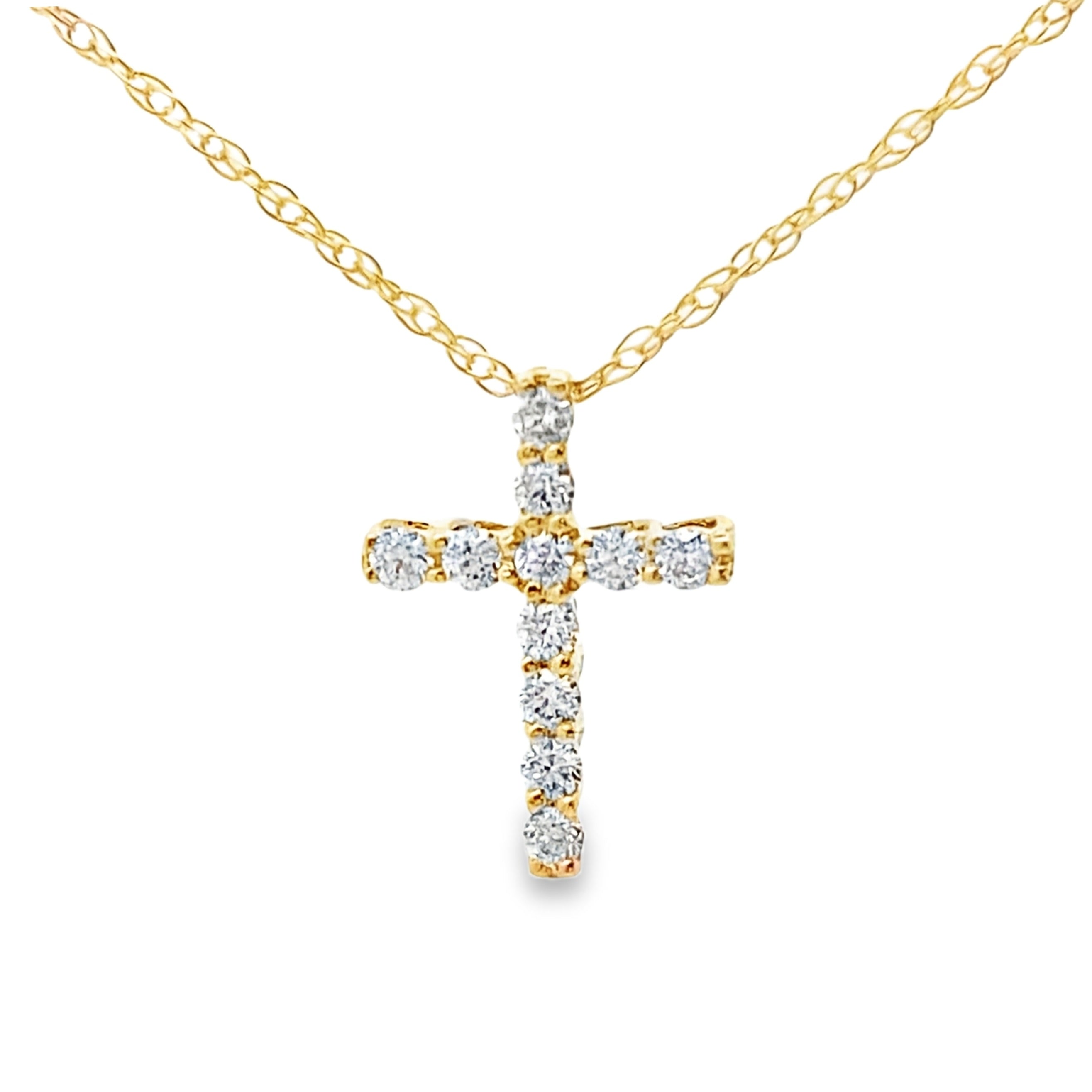 .12ct Diamond Cross Religious Pendant 10KT Yellow Gold
