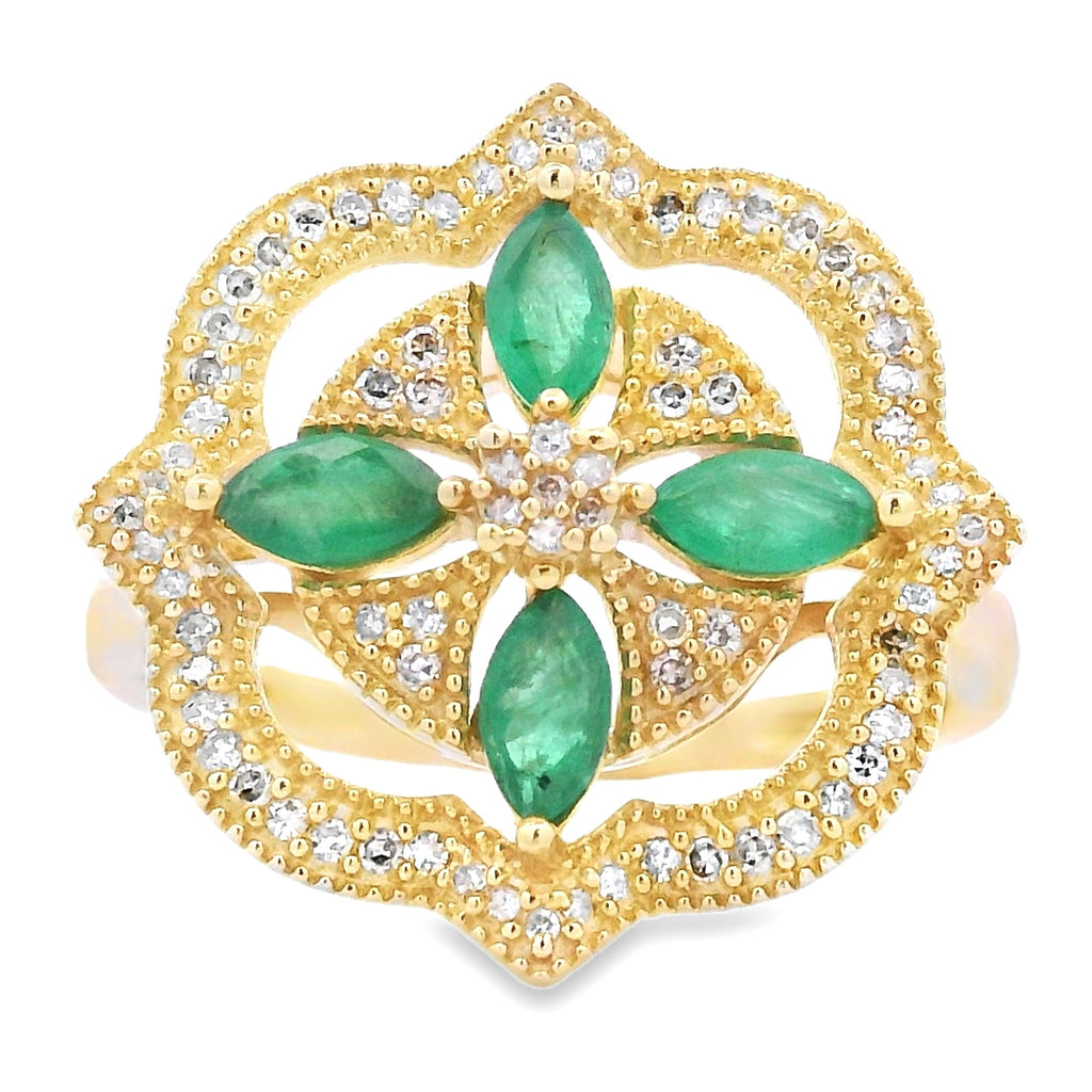 .69ct Emerald Diamond Ring 14KT Yellow Gold