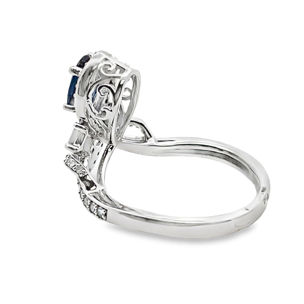 Natural 1.48ct Sapphire Diamond Ring 10KT White Gold