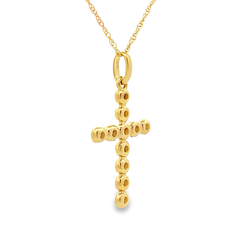 .09ct Diamond Cross Religious Pendant 14KT Yellow Gold