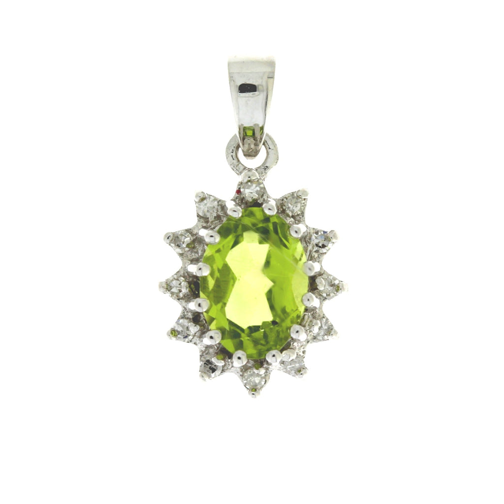 .96ct Peridot Diamond Fashion Pendants 10KT White Gold