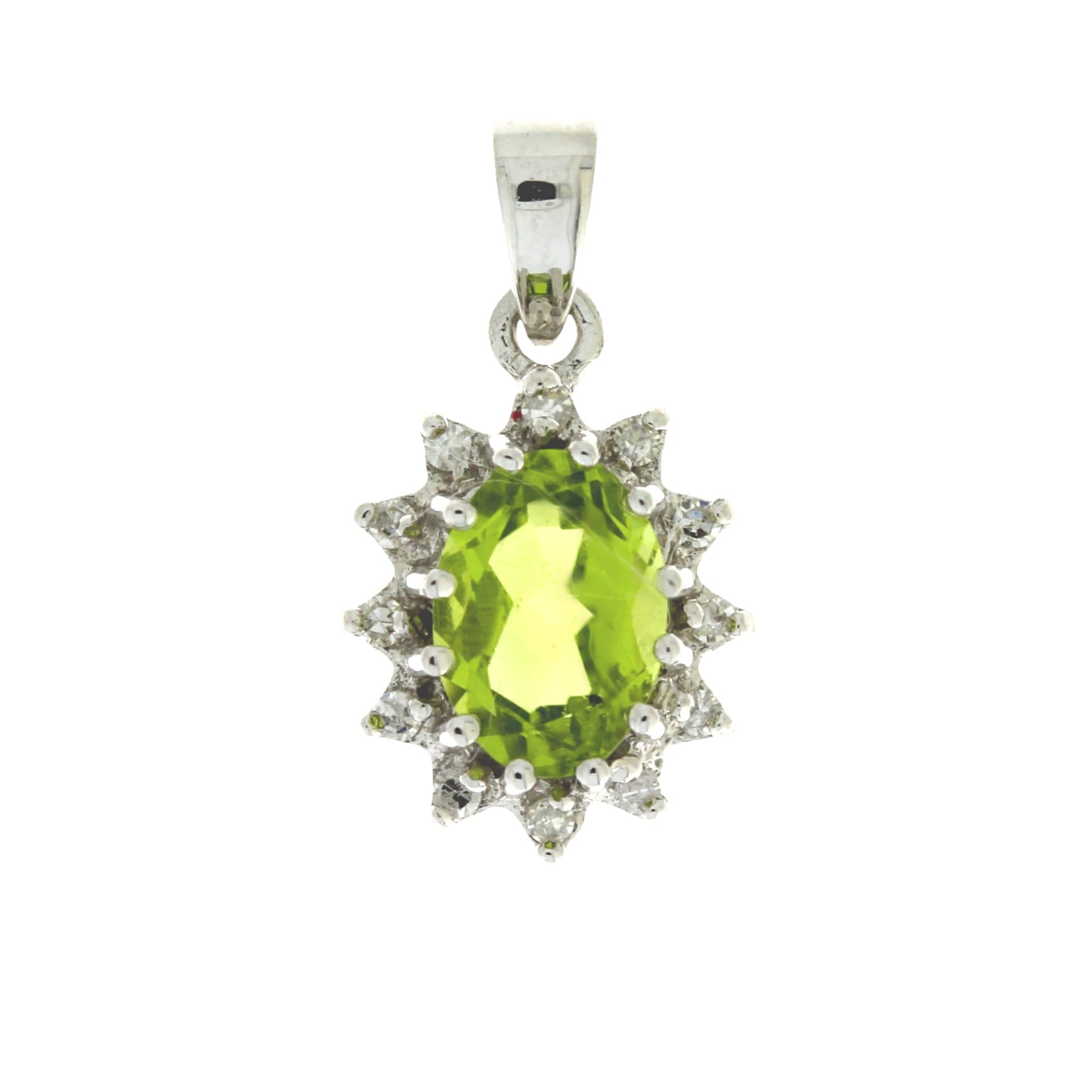 .96ct Peridot Diamond Fashion Pendants 10KT White Gold