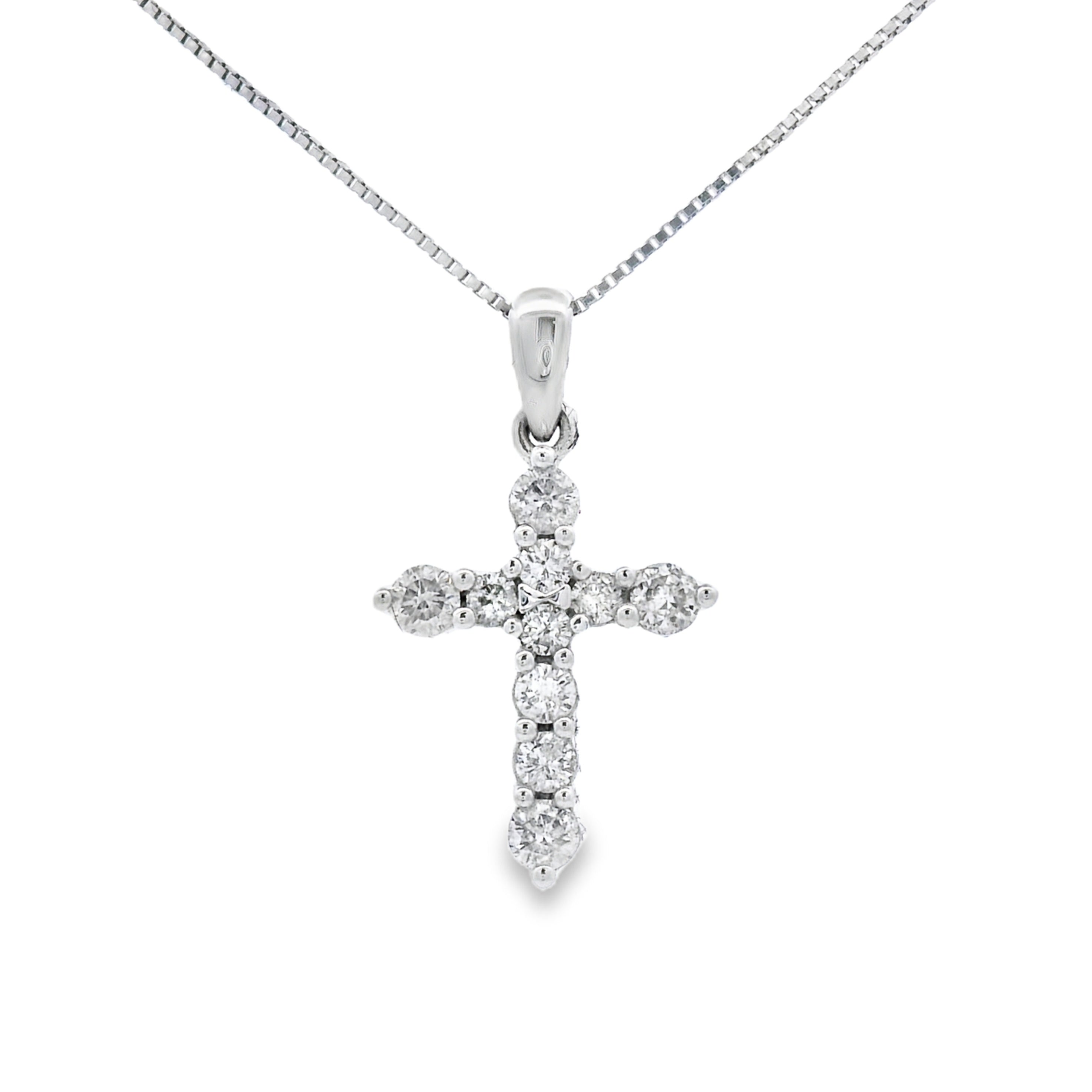 .30ct Diamond Cross Religious Pendant 14KT White Gold