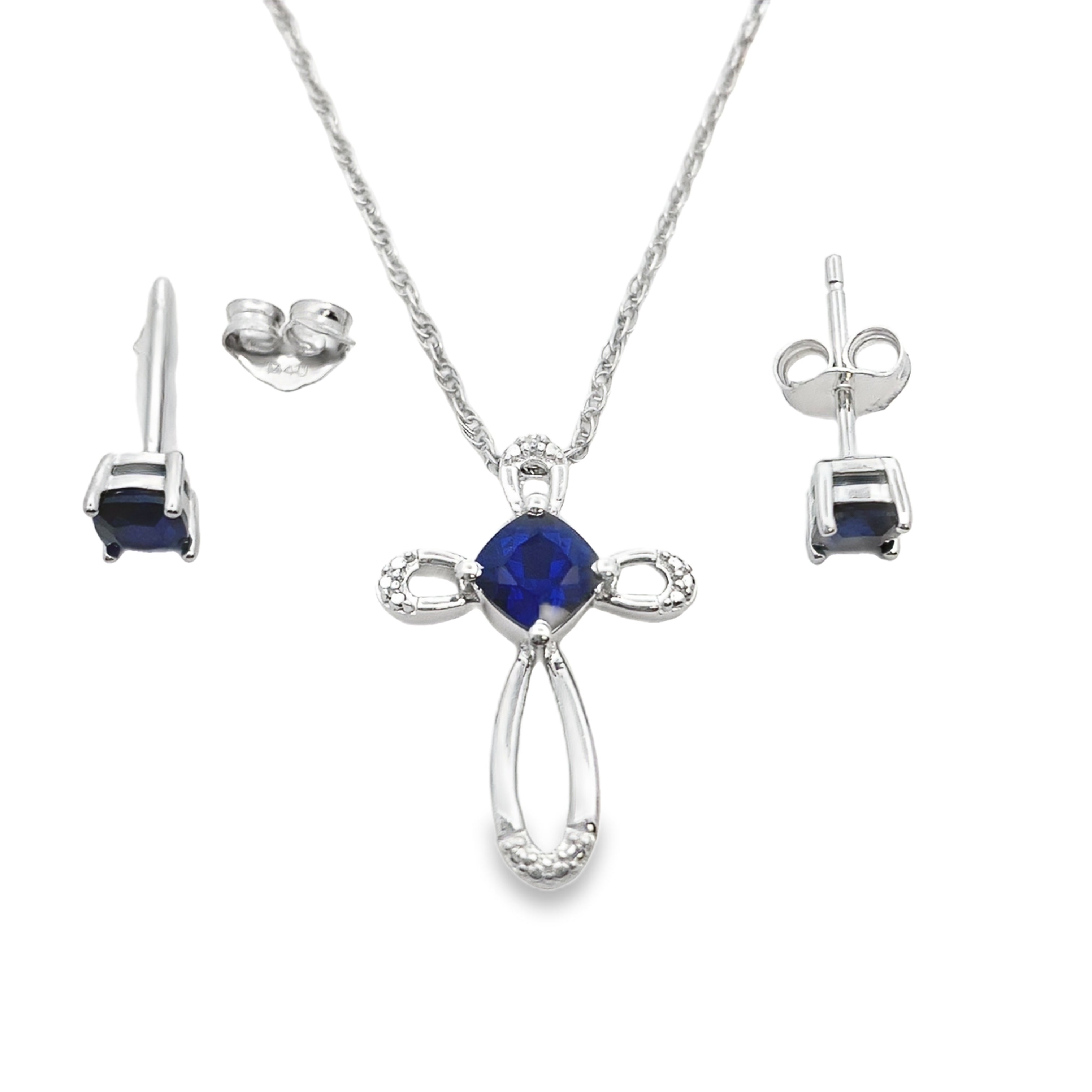 Created Sapphire Jewelry sets Sterling Silver