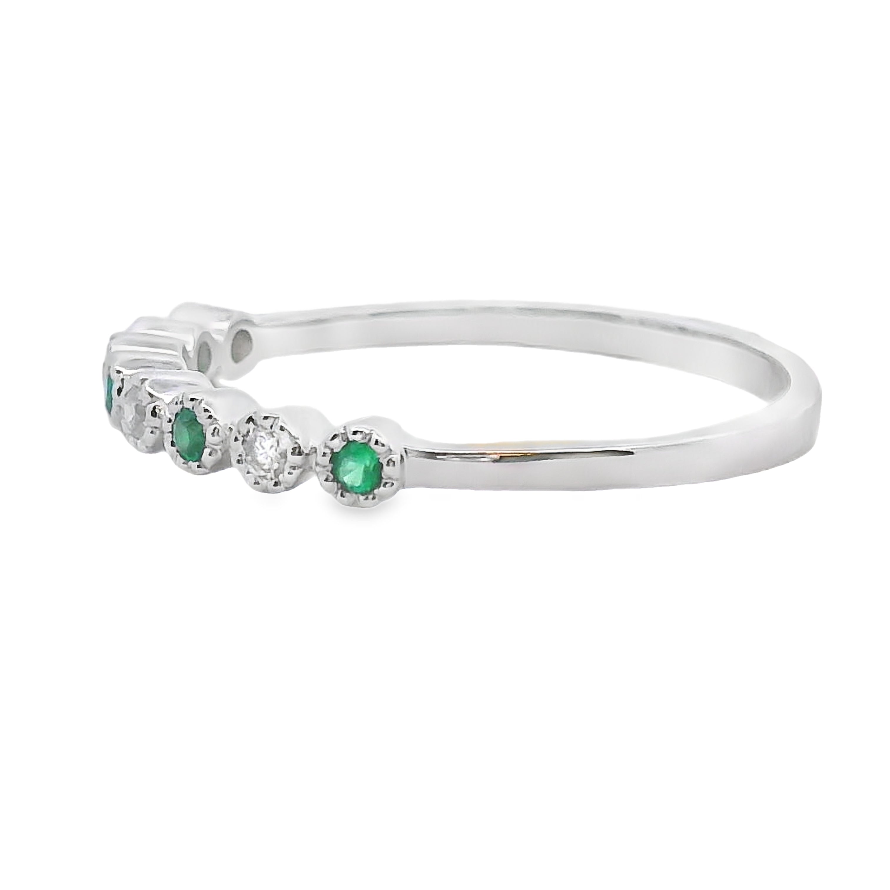 Emerald Diamond stackable band set 14KT White Gold