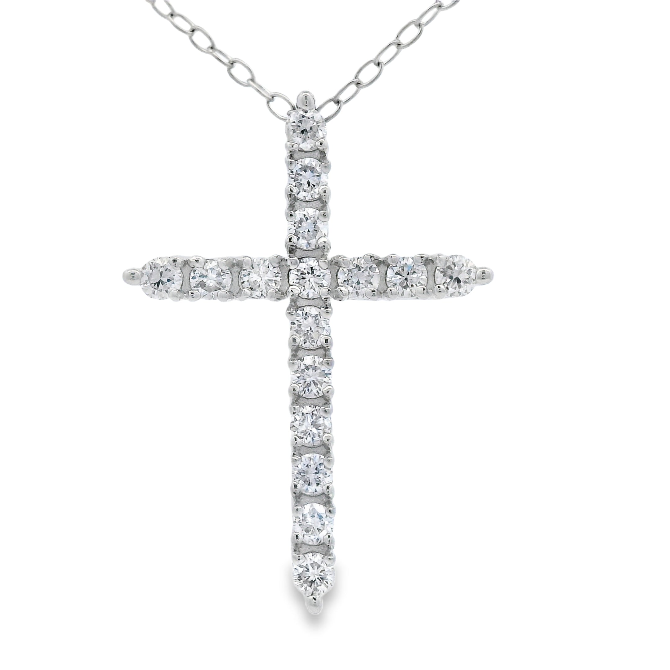 Genuine .65ct Cross Religious Pendant Sterling Silver