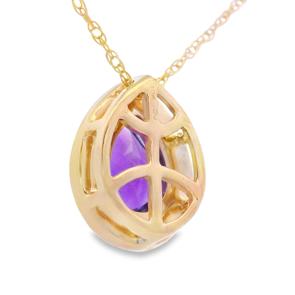 Amethyst Diamond Fashion Pendants 10KT Yellow Gold
