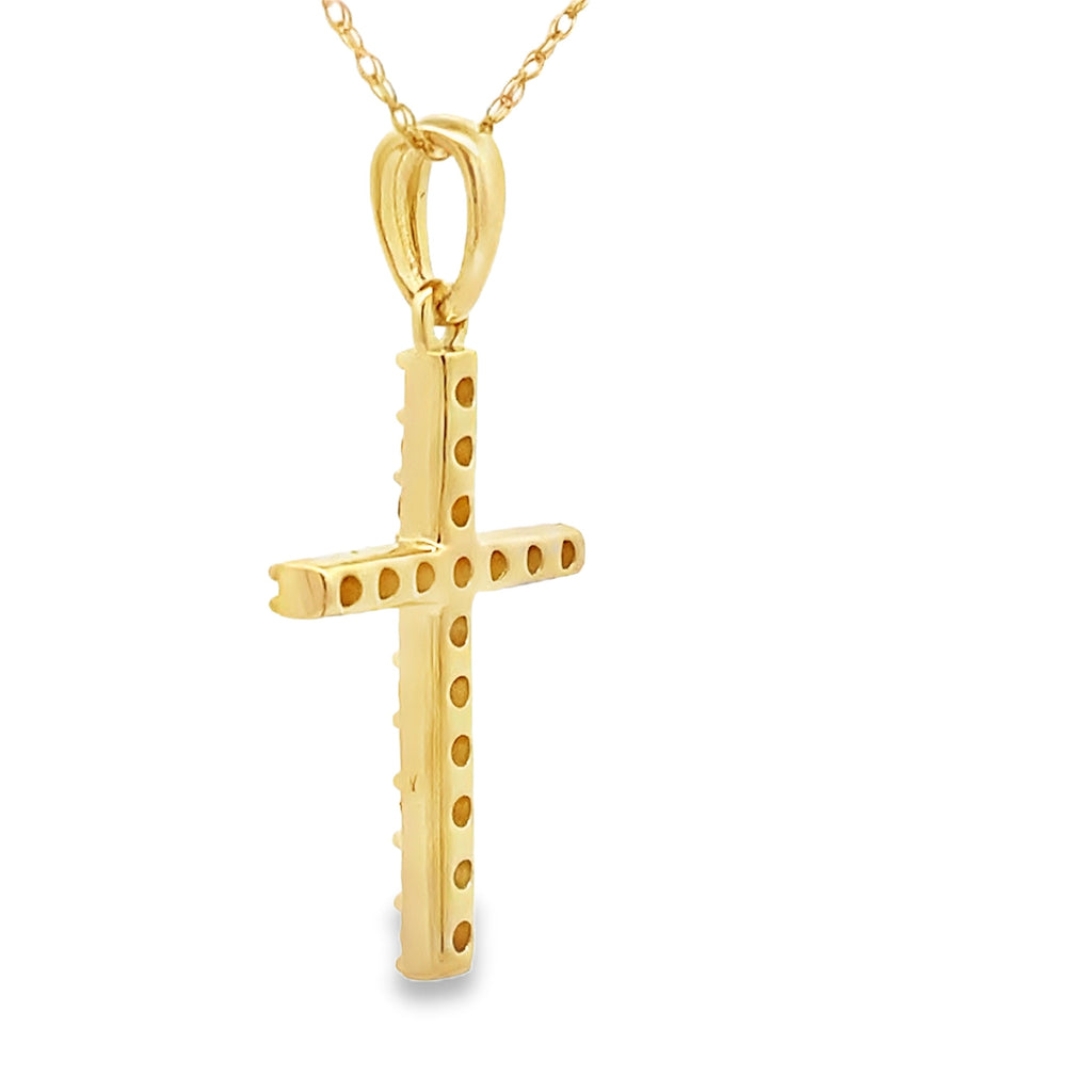 .30ct Diamond Cross Religious Pendant 14KT Yellow Gold