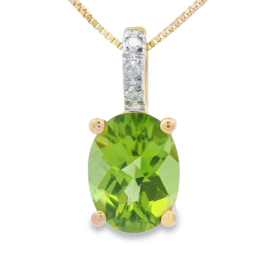 Peridot Diamond Fashion Pendants 10KT Yellow Gold