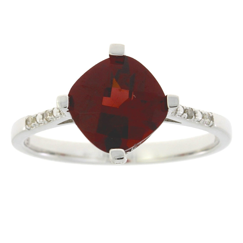 1.25ct Garnet Diamond Ring 10KT White Gold
