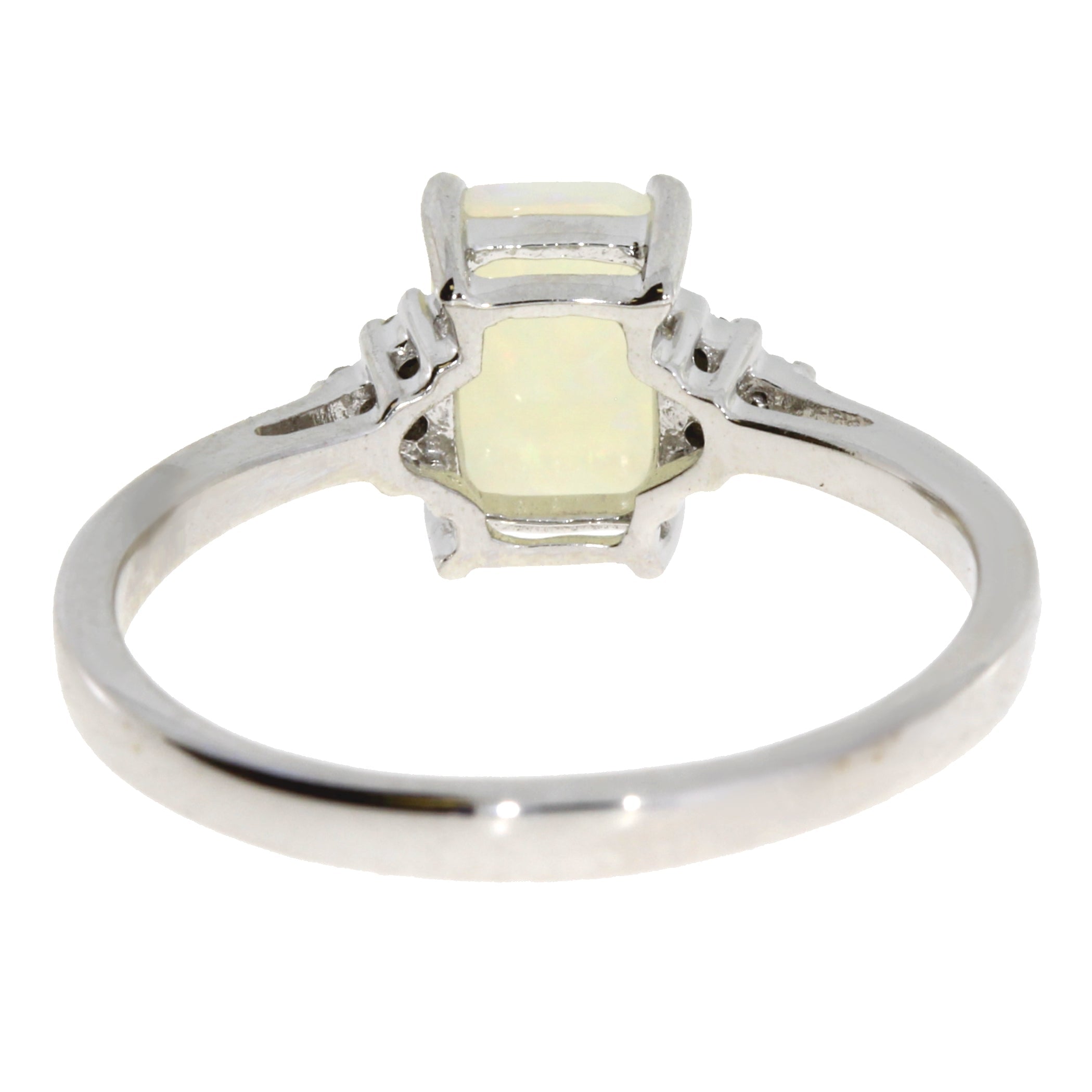 Genuine .02ct Opal Diamond Ring 10KT White Gold