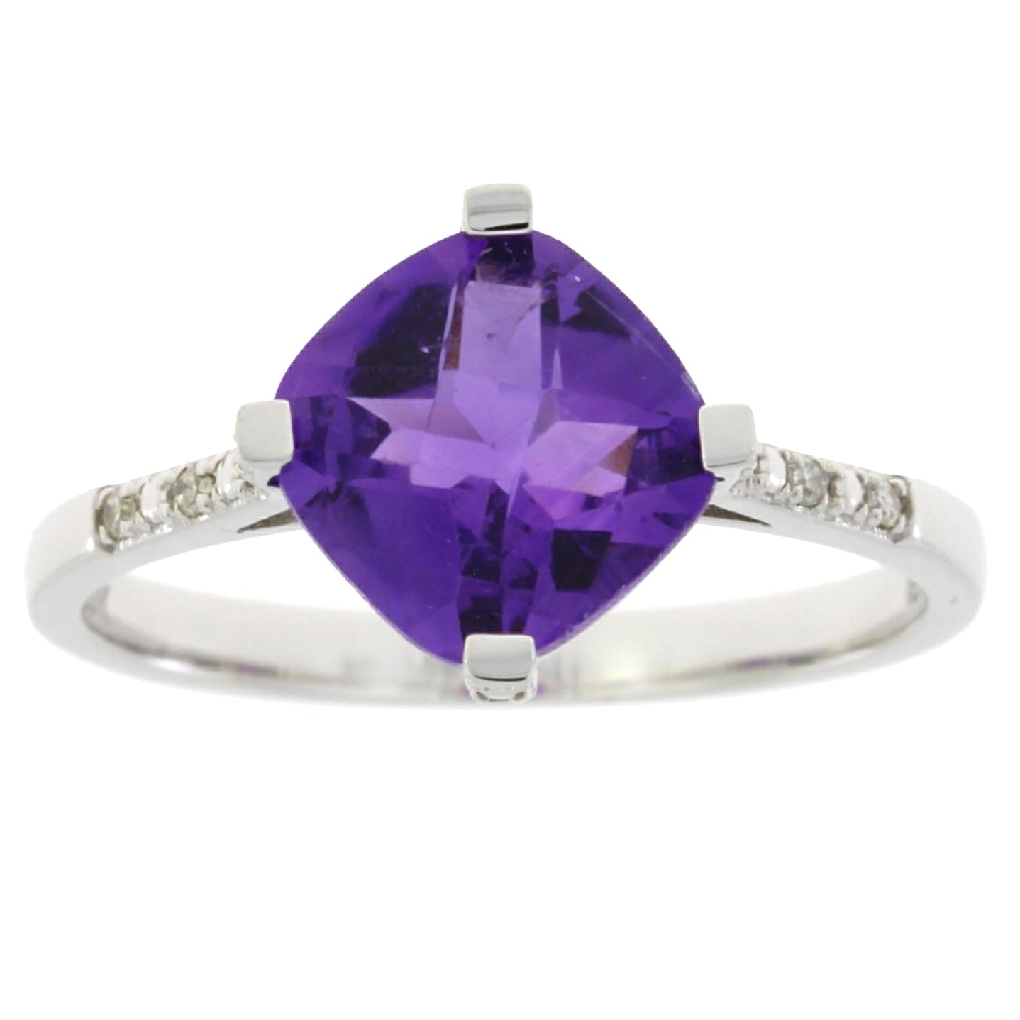 1.25ct Amethyst Diamond Ring 10KT White Gold