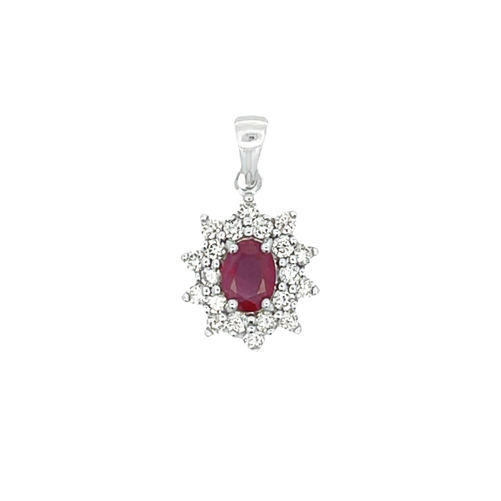 1.65ct Ruby Diamond Fashion Pendants 14KT White Gold