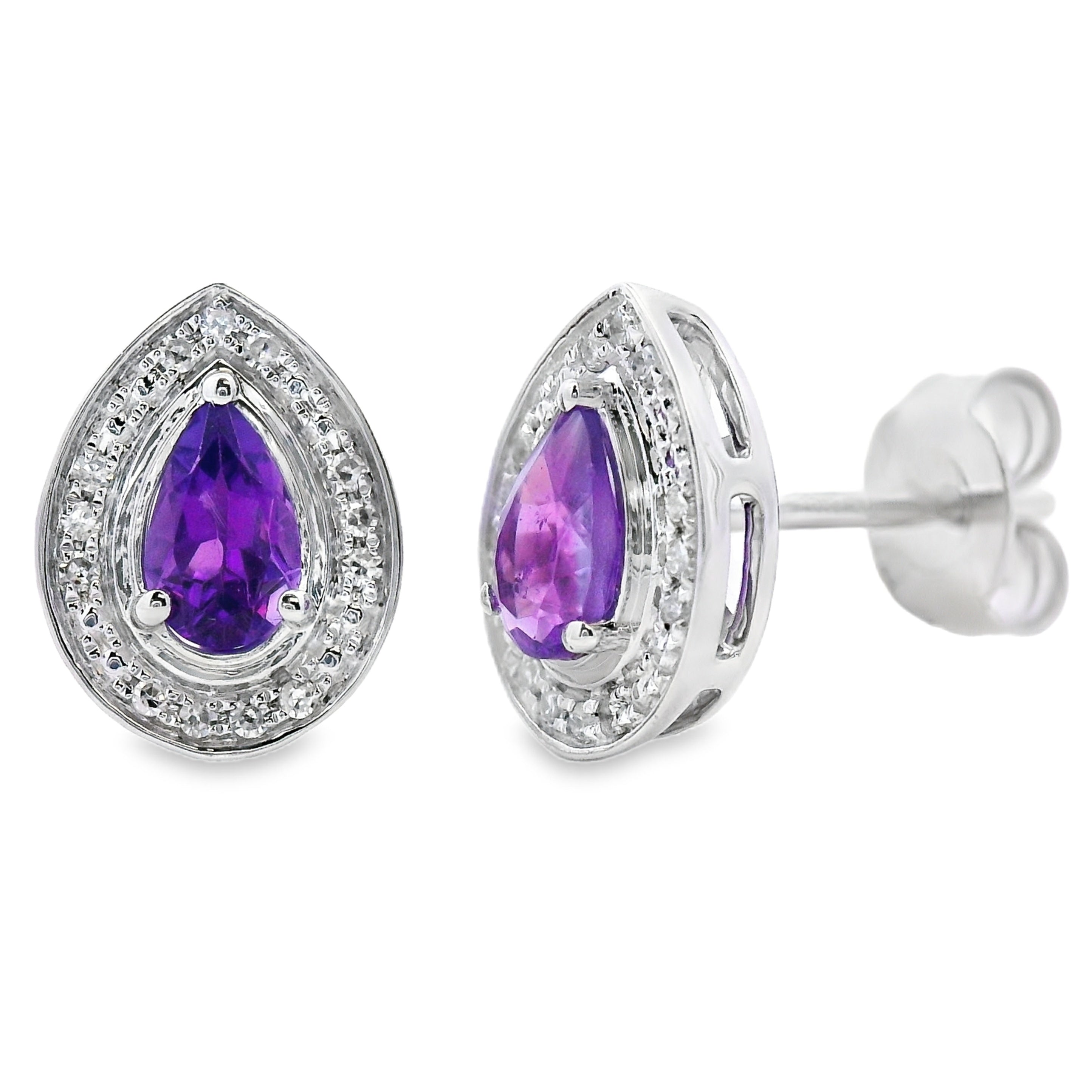 .47ct Amethyst Diamond Stud Earrings 10KT White Gold