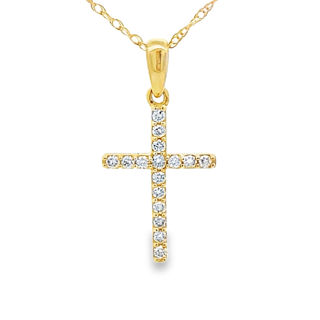 .10ct Diamond Cross Religious Pendant 14KT Yellow Gold