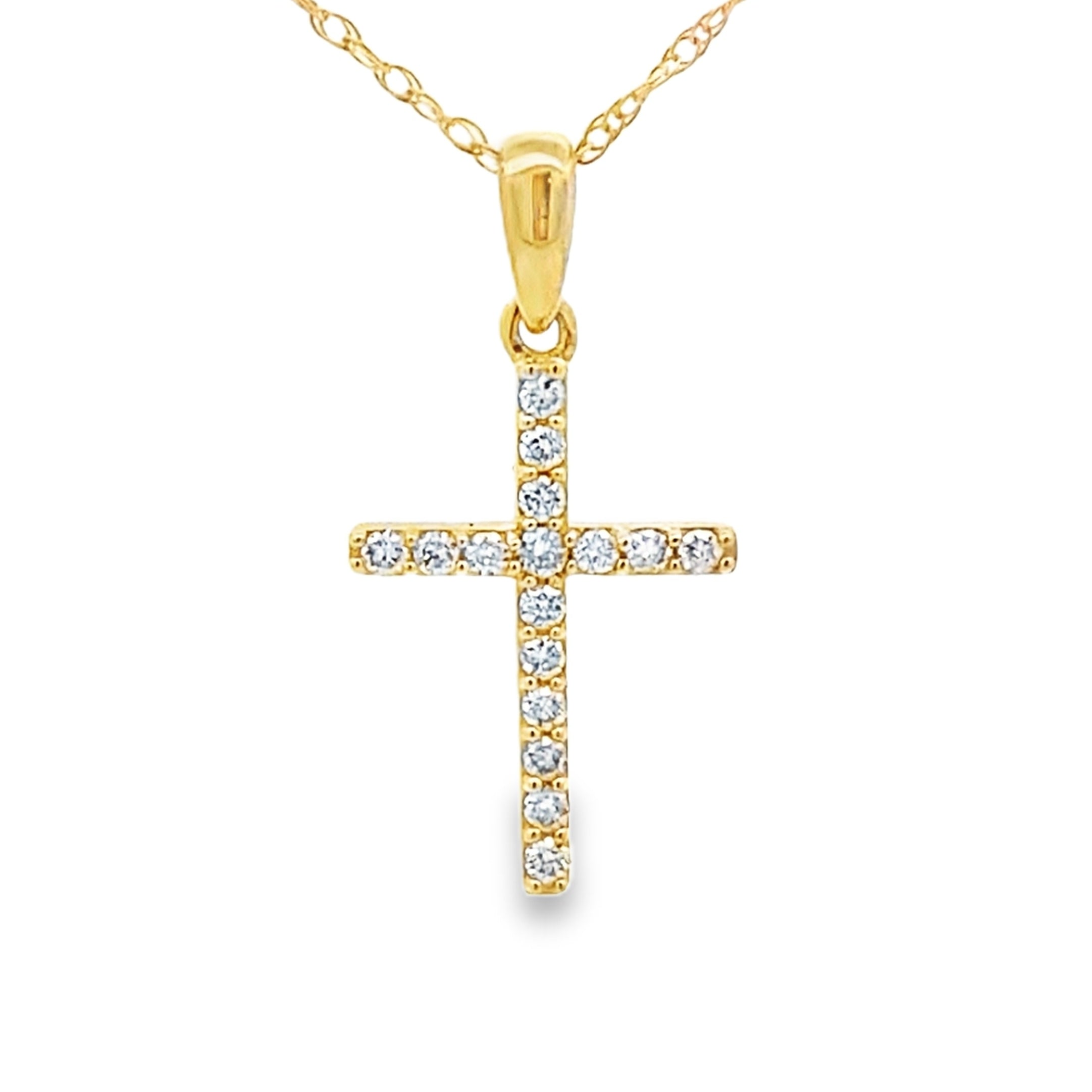 .10ct Diamond Cross Religious Pendant 14KT Yellow Gold