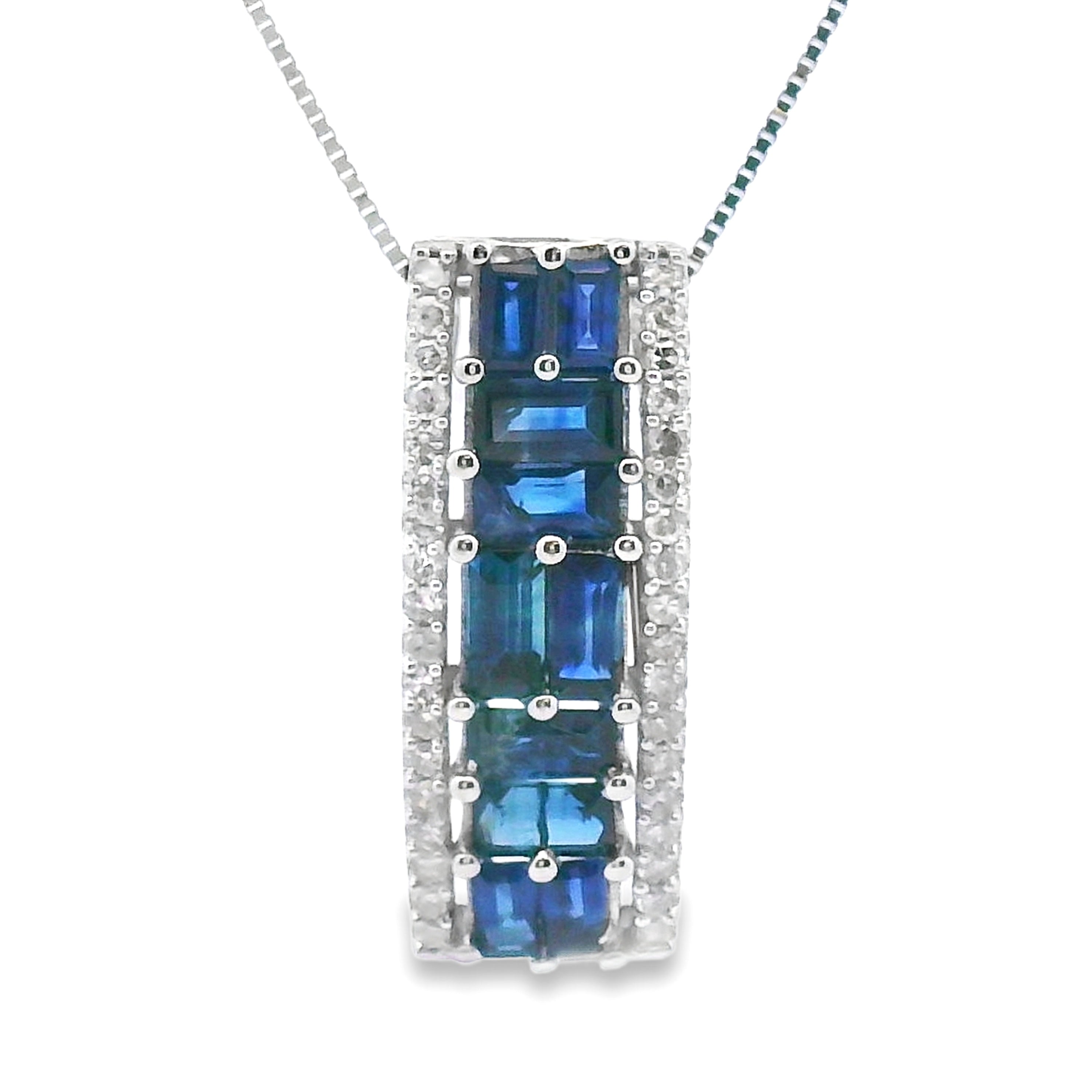 Sapphire Diamond Fashion Pendants 14KT White Gold