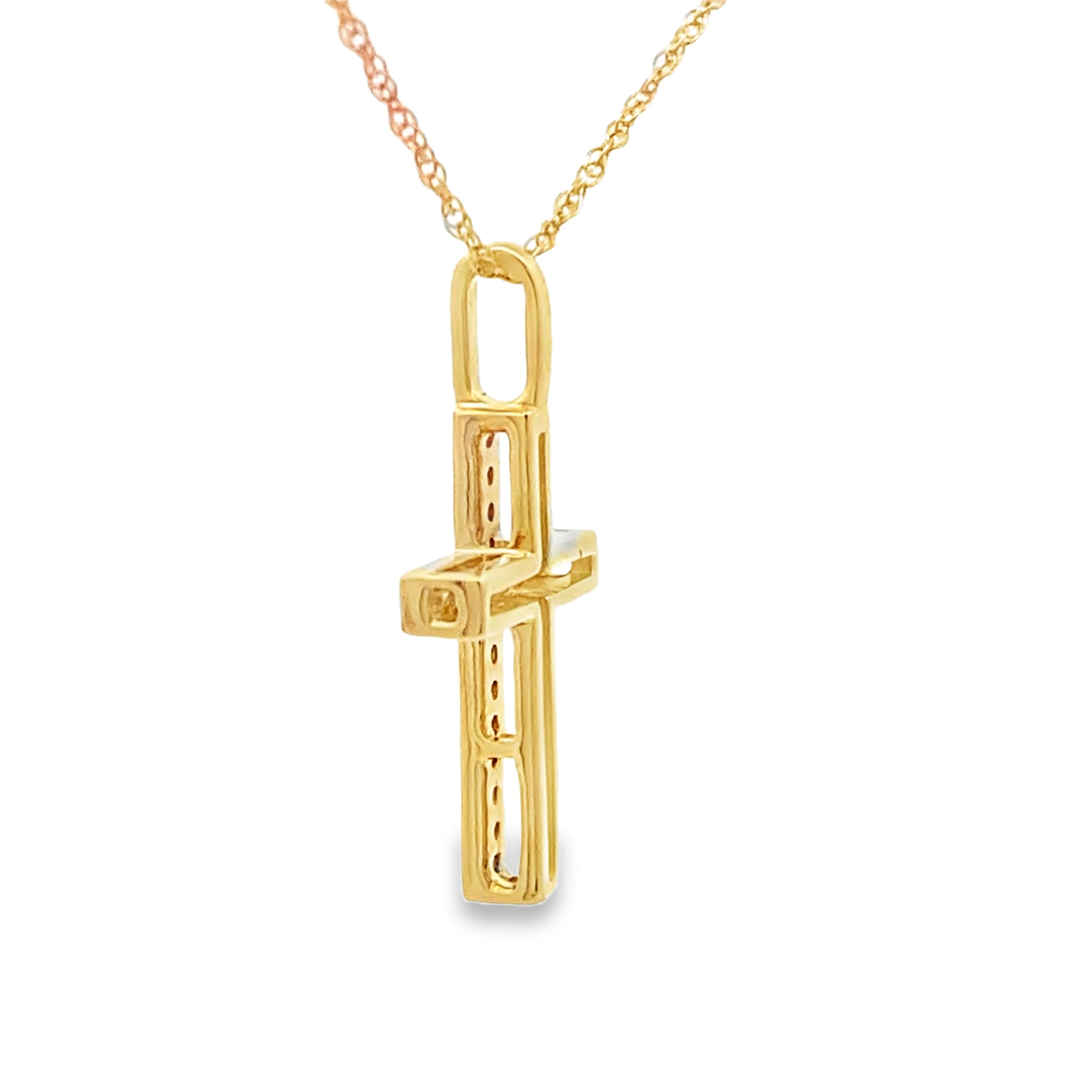 .07ct Diamond Cross Religious Pendant 10KT Yellow Gold