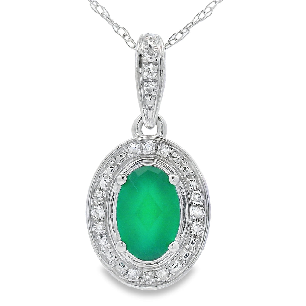 Chalcedony Diamond Fashion Pendants 10KT White Gold