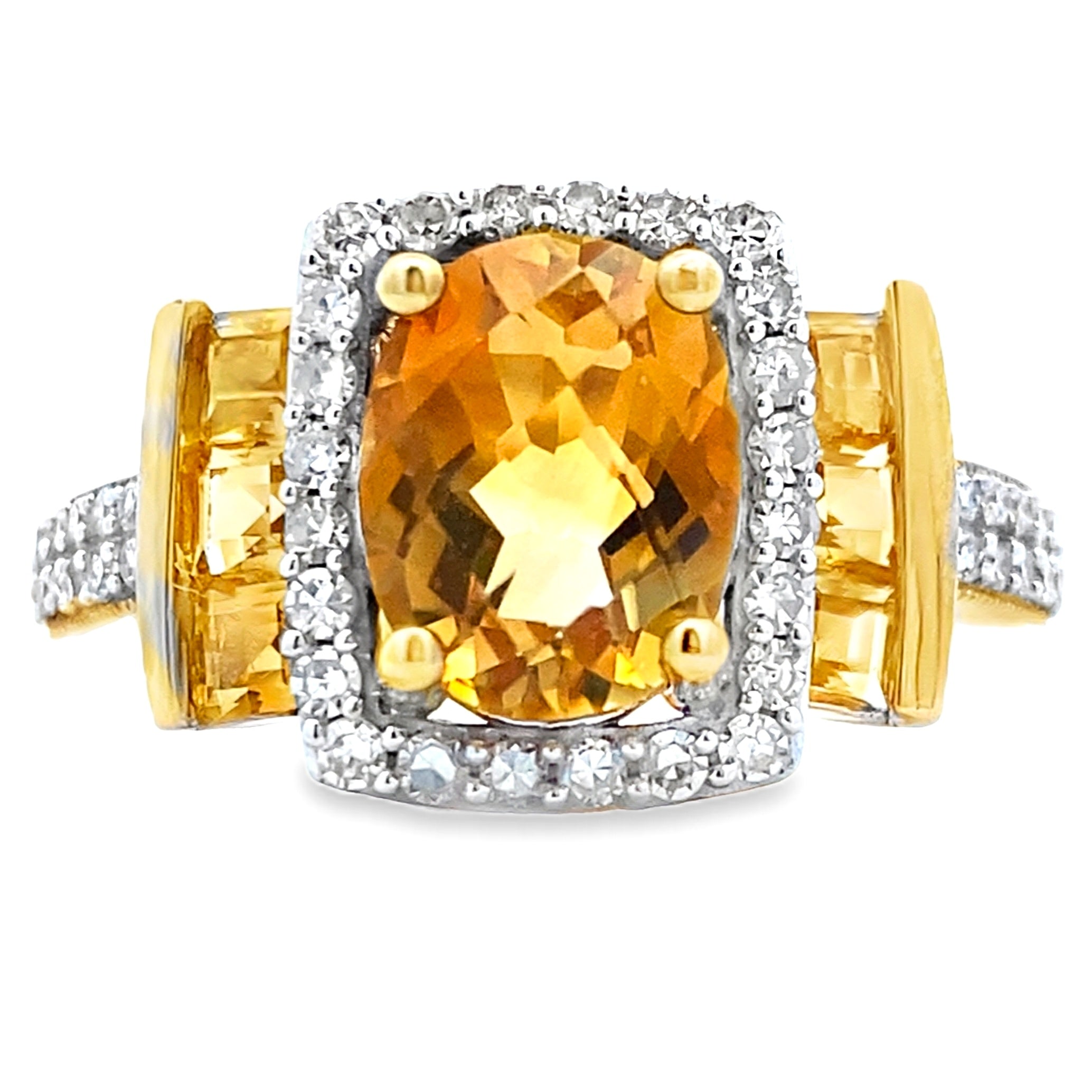 2.47ct Citrine Diamond Ring 10KT Yellow Gold