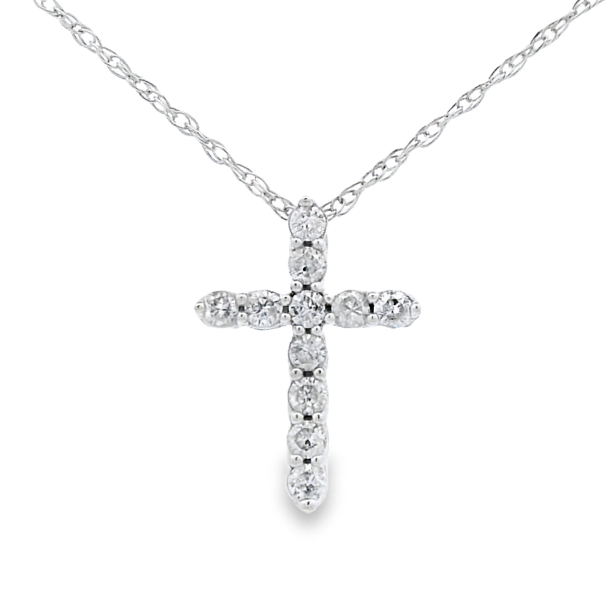 .12ct Diamond Cross Religious Pendant 14KT White Gold