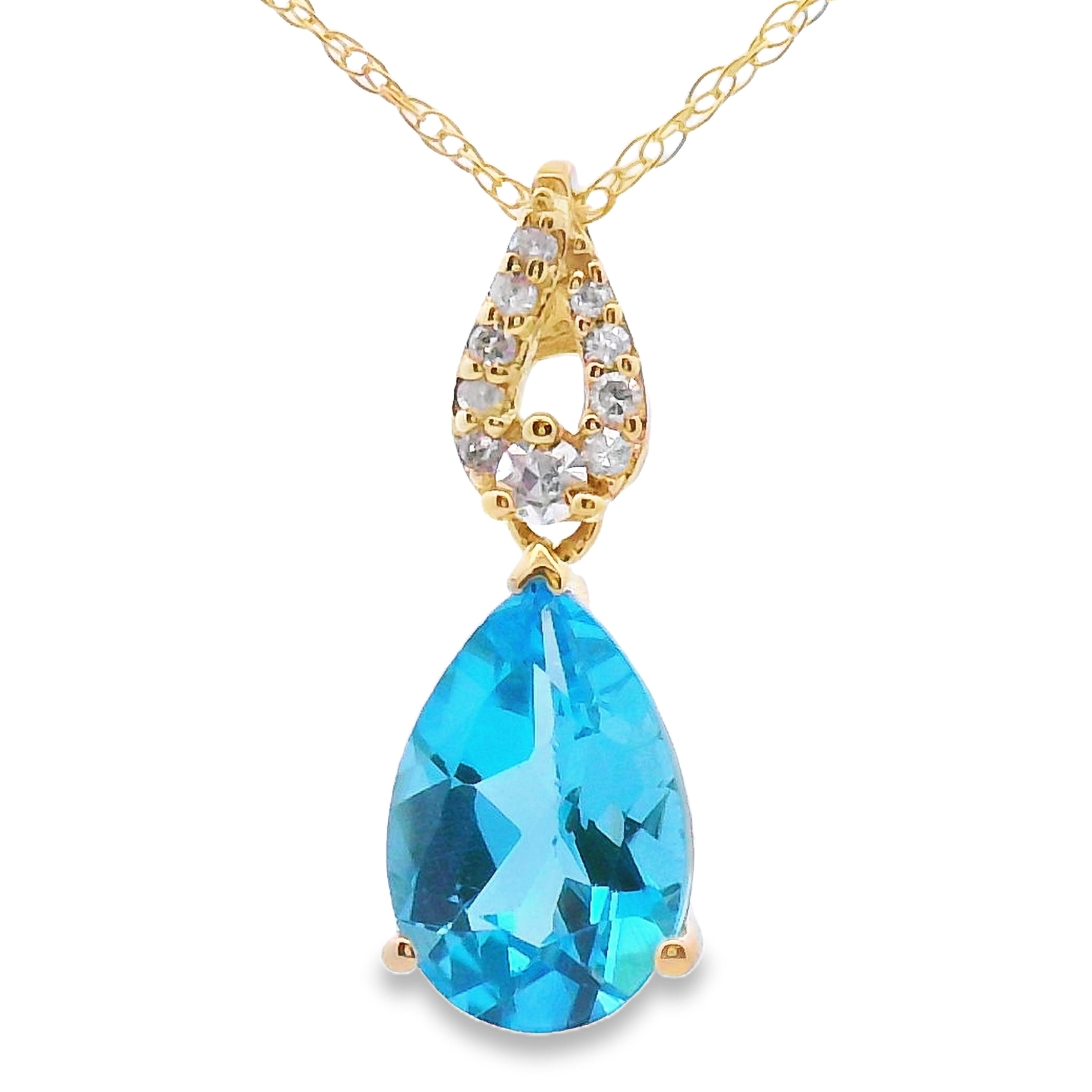 Blue Topaz Diamond Fashion Pendants 10KT Yellow Gold