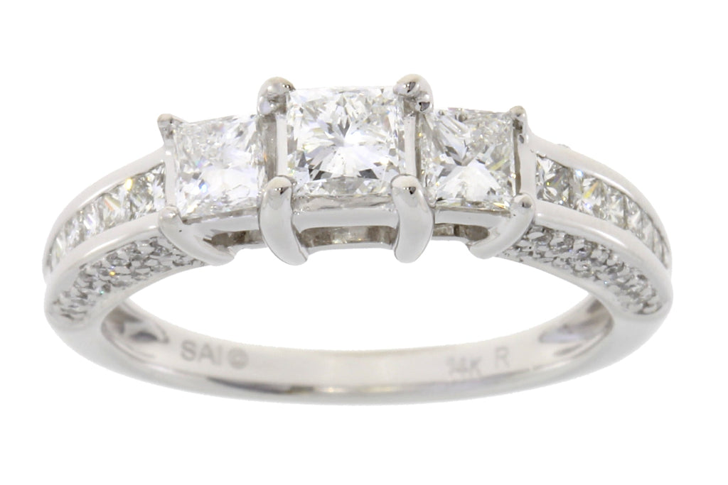 1.50ct Diamond 3 Stone Ring 14KT White Gold