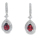 1.06ct Garnet Diamond Dangle Earrings 10KT White Gold