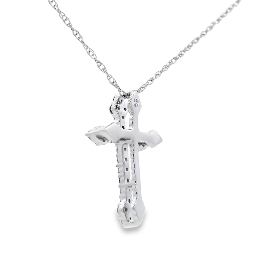 .16ct Diamond Cross Religious Pendant 14KT White Gold