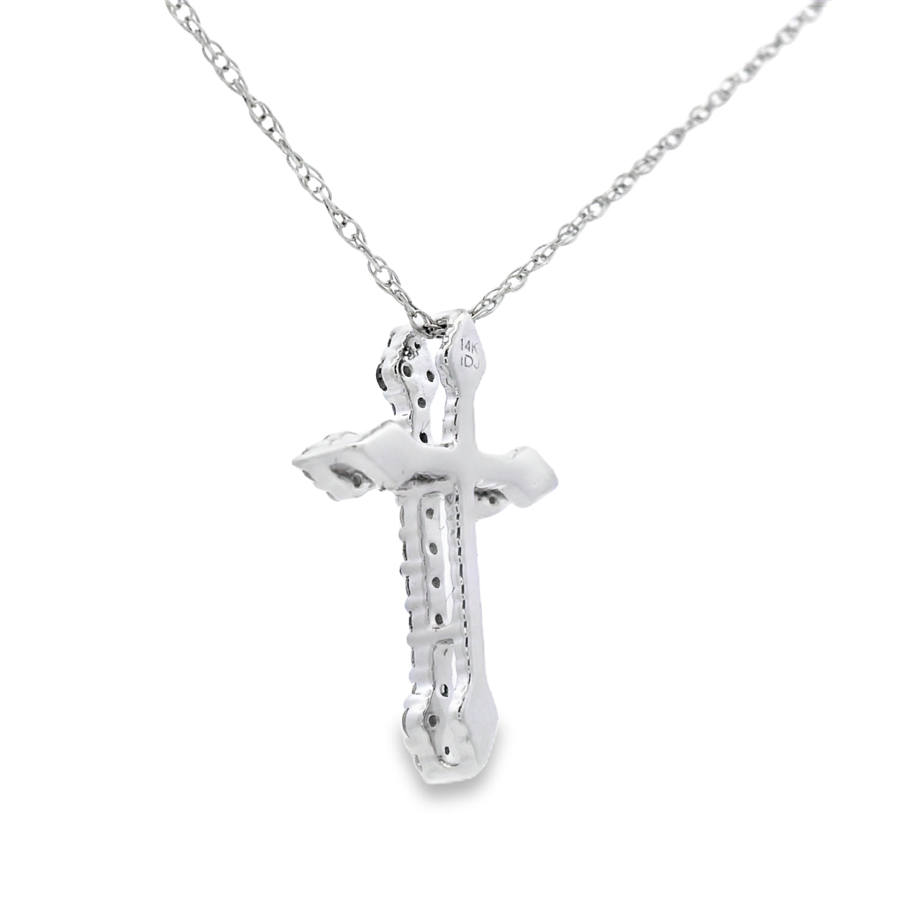 .16ct Diamond Cross Religious Pendant 14KT White Gold