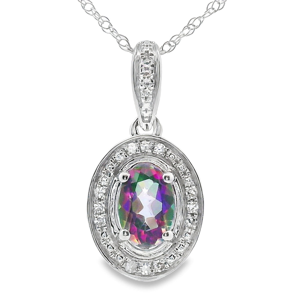 Mystic Fire Topaz Fashion Pendants 10KT White Gold