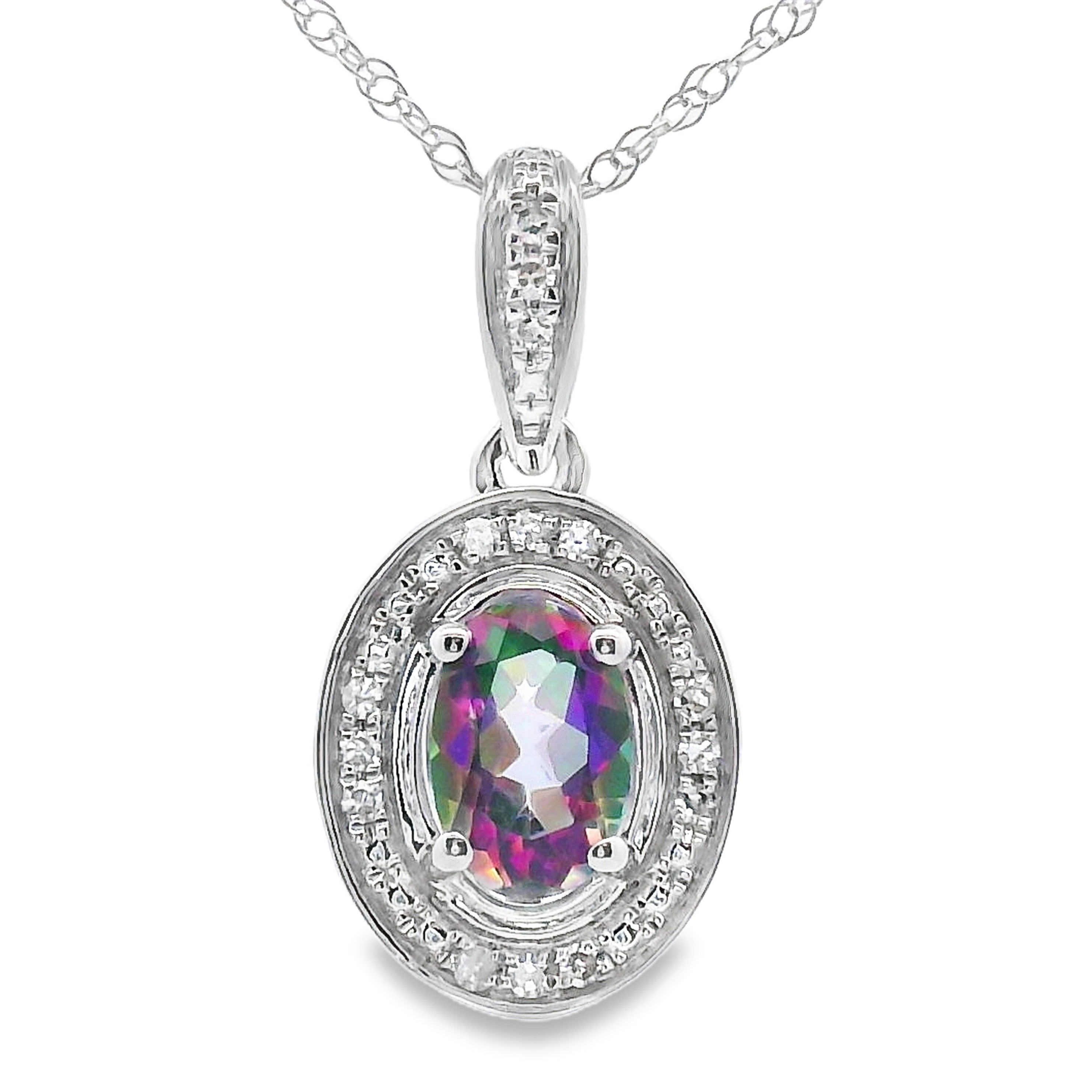 Mystic Fire Topaz Fashion Pendants 10KT White Gold