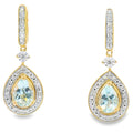 Aquamarine Diamond Dangle Earrings 10KT Yellow Gold