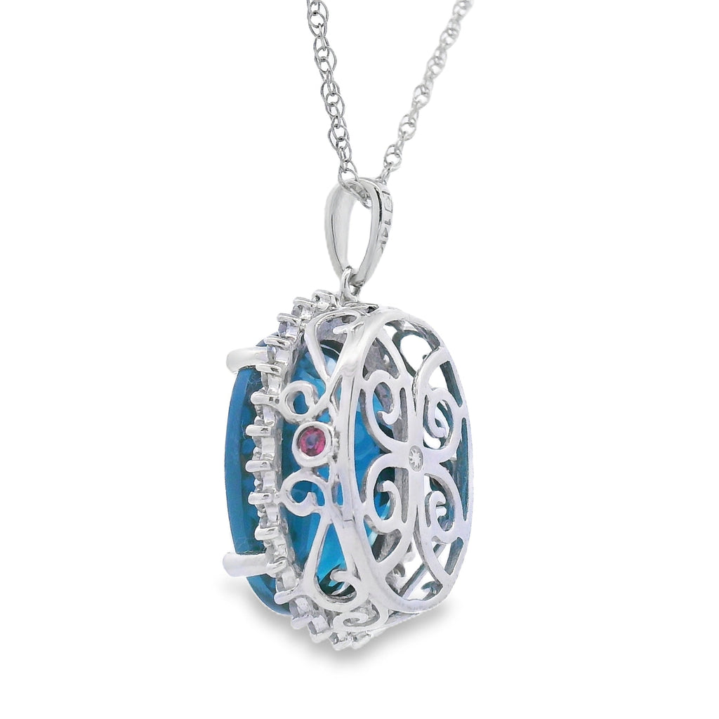 London Blue Topaz Fashion Pendants 14KT White Gold