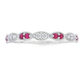 .25ct Ruby Diamond stackable band set 14KT White Gold