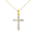 .30ct Diamond Cross Religious Pendant 14KT Yellow Gold