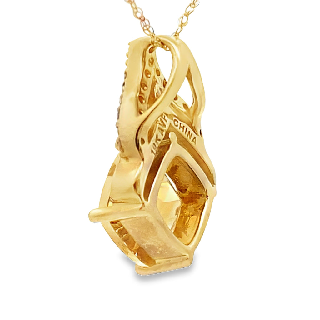 Citrine Diamond Fashion Pendants 10KT Yellow Gold