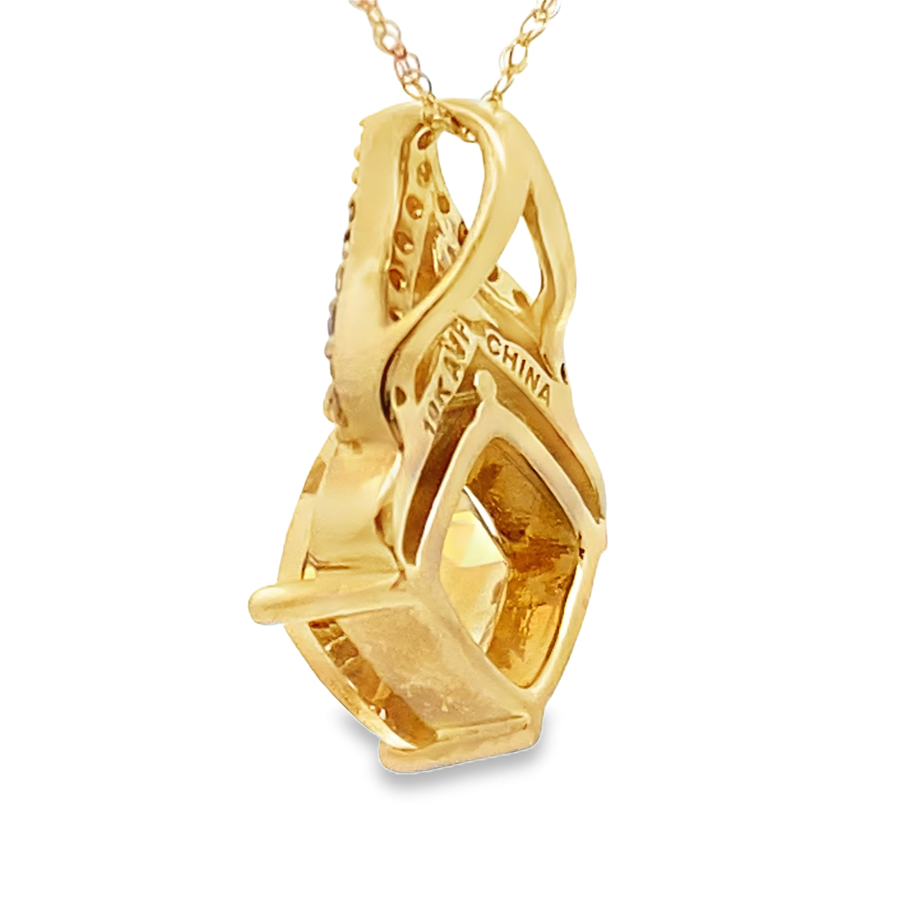 Citrine Diamond Fashion Pendants 10KT Yellow Gold